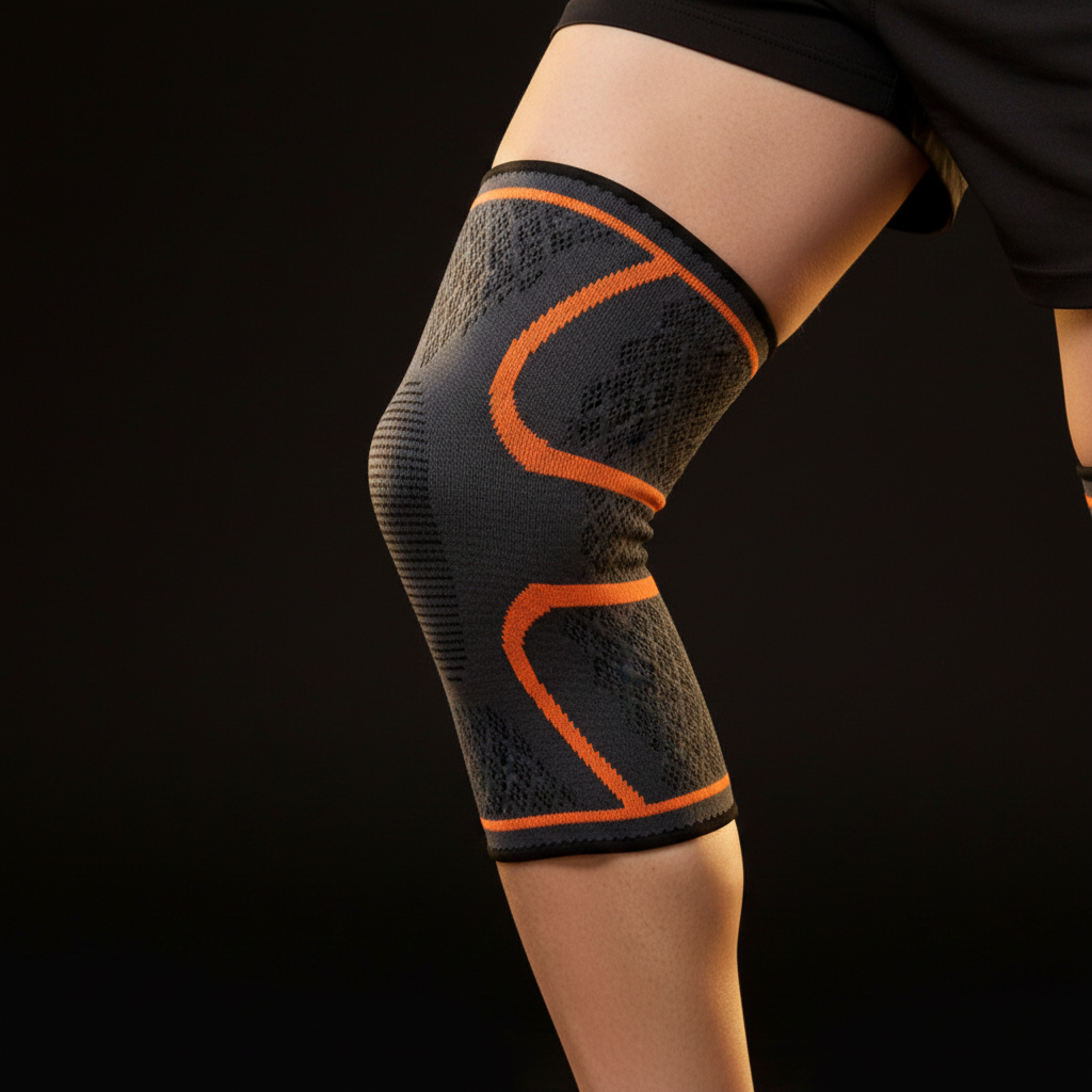 Orange compression knee sleeve - side view