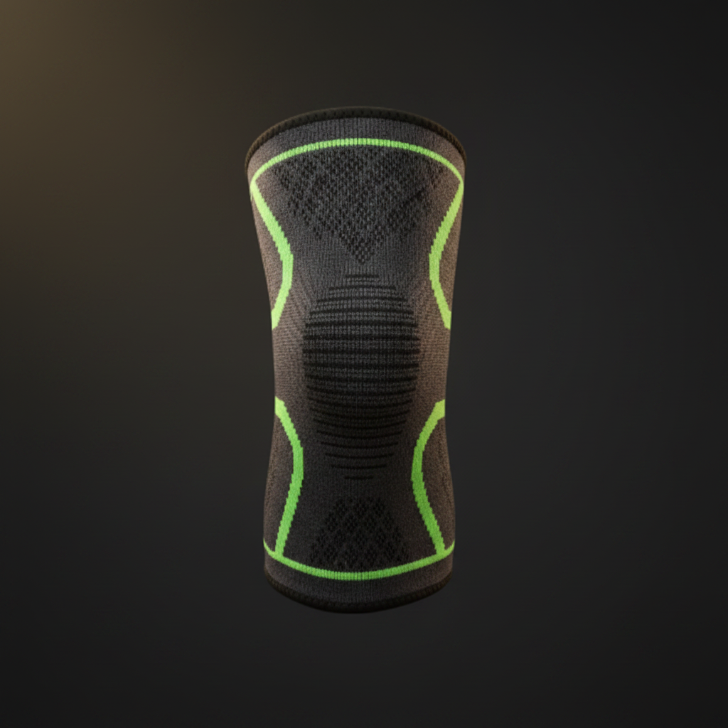 Green compression knee sleeve - front view