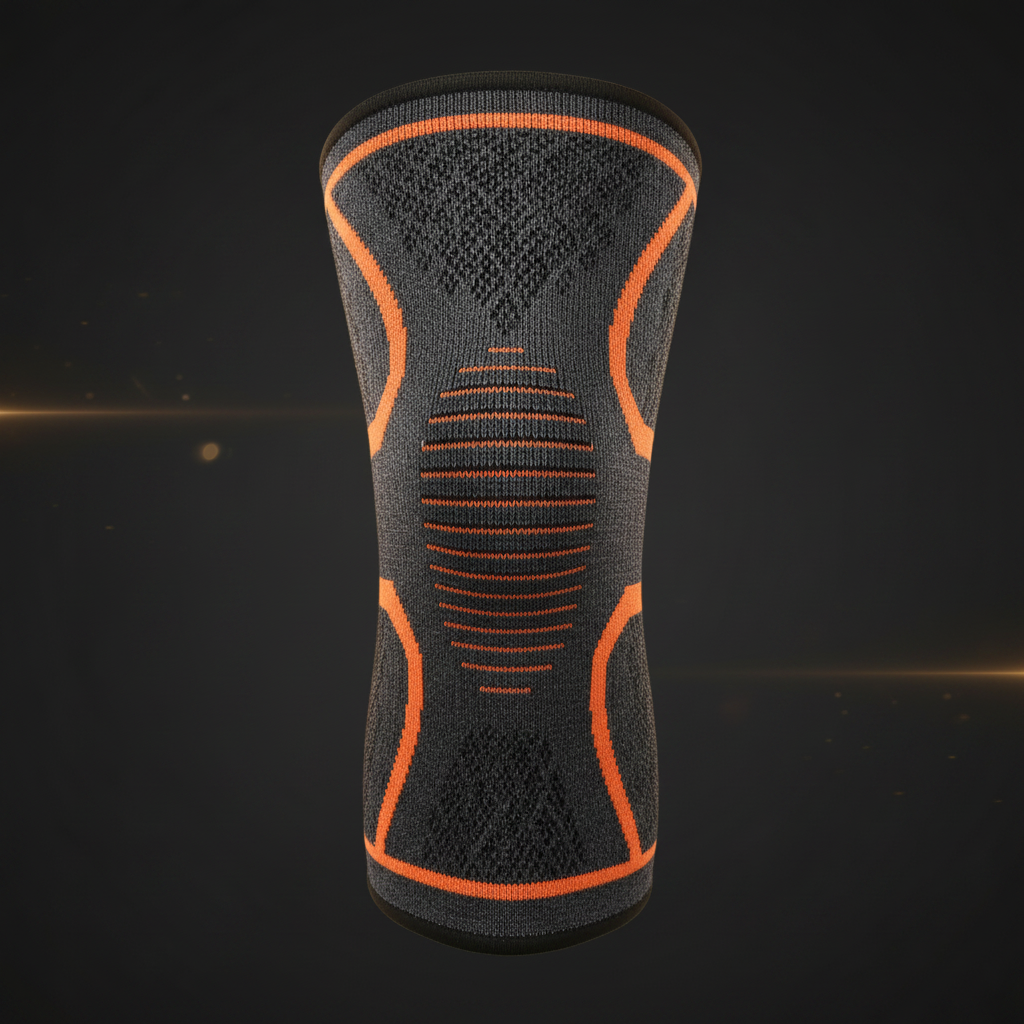 Orange compression knee sleeve - front view